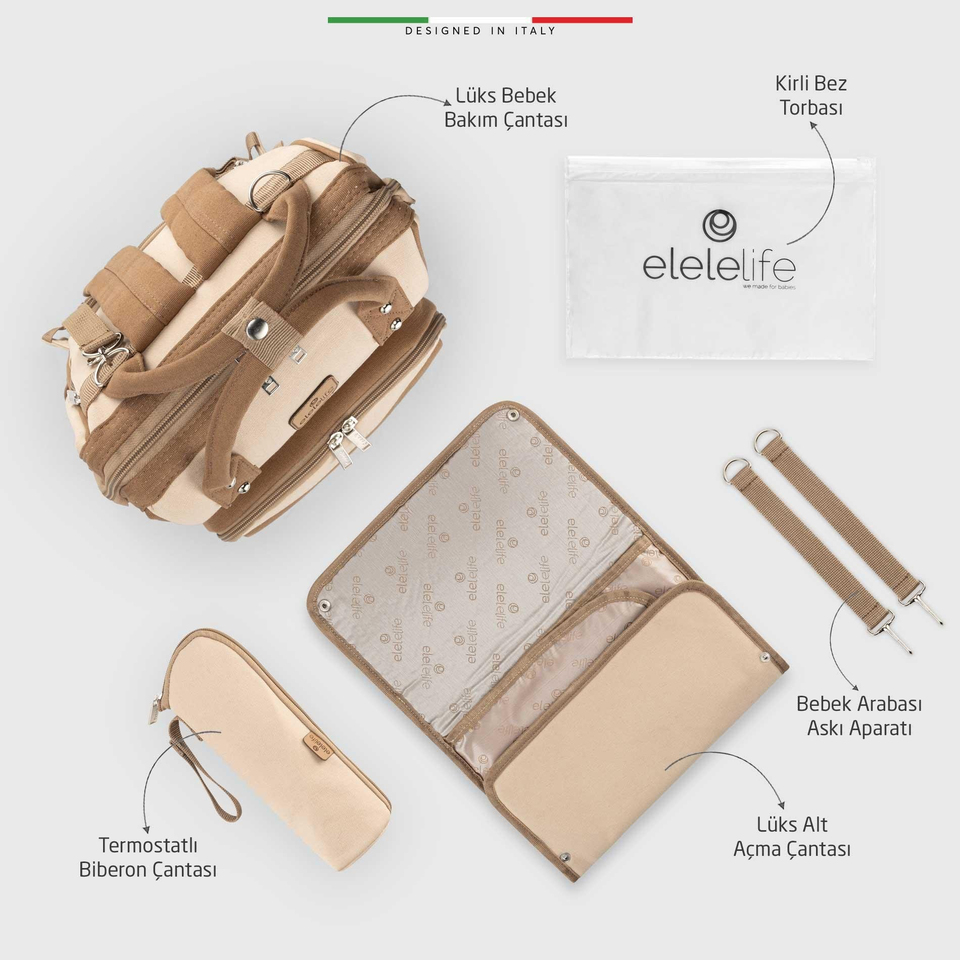 EleleLife Venice 3in1 Anne Bebek Bakım Çantası Bej