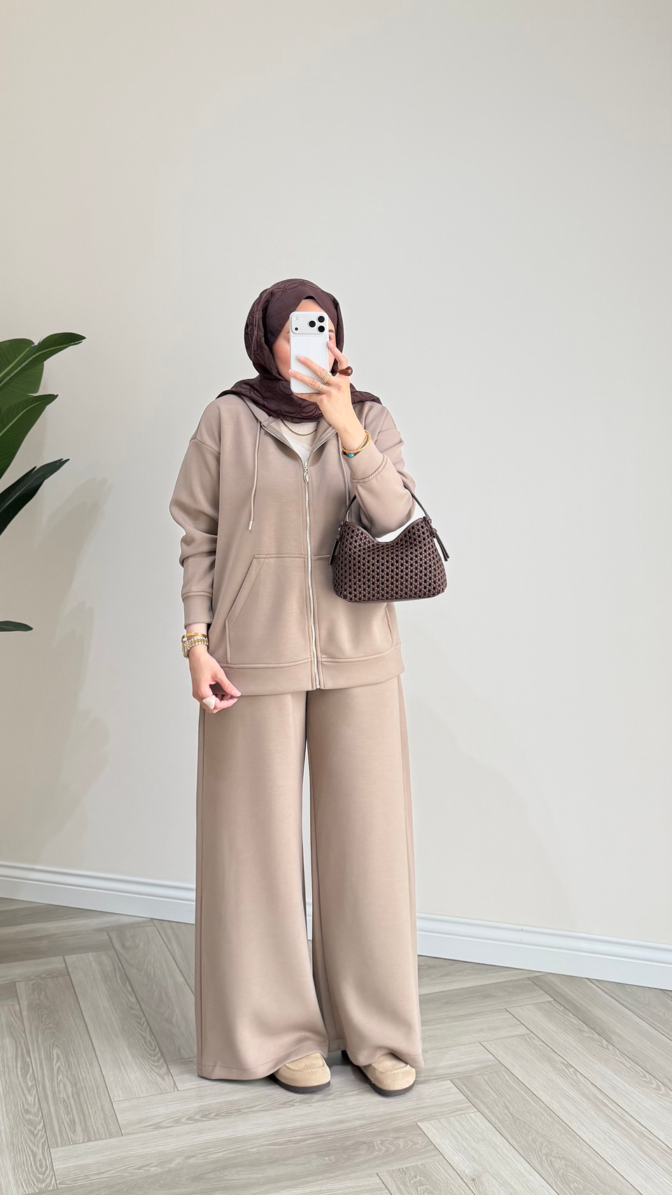Fermuarlı Kapüşonlu Takım | Camel