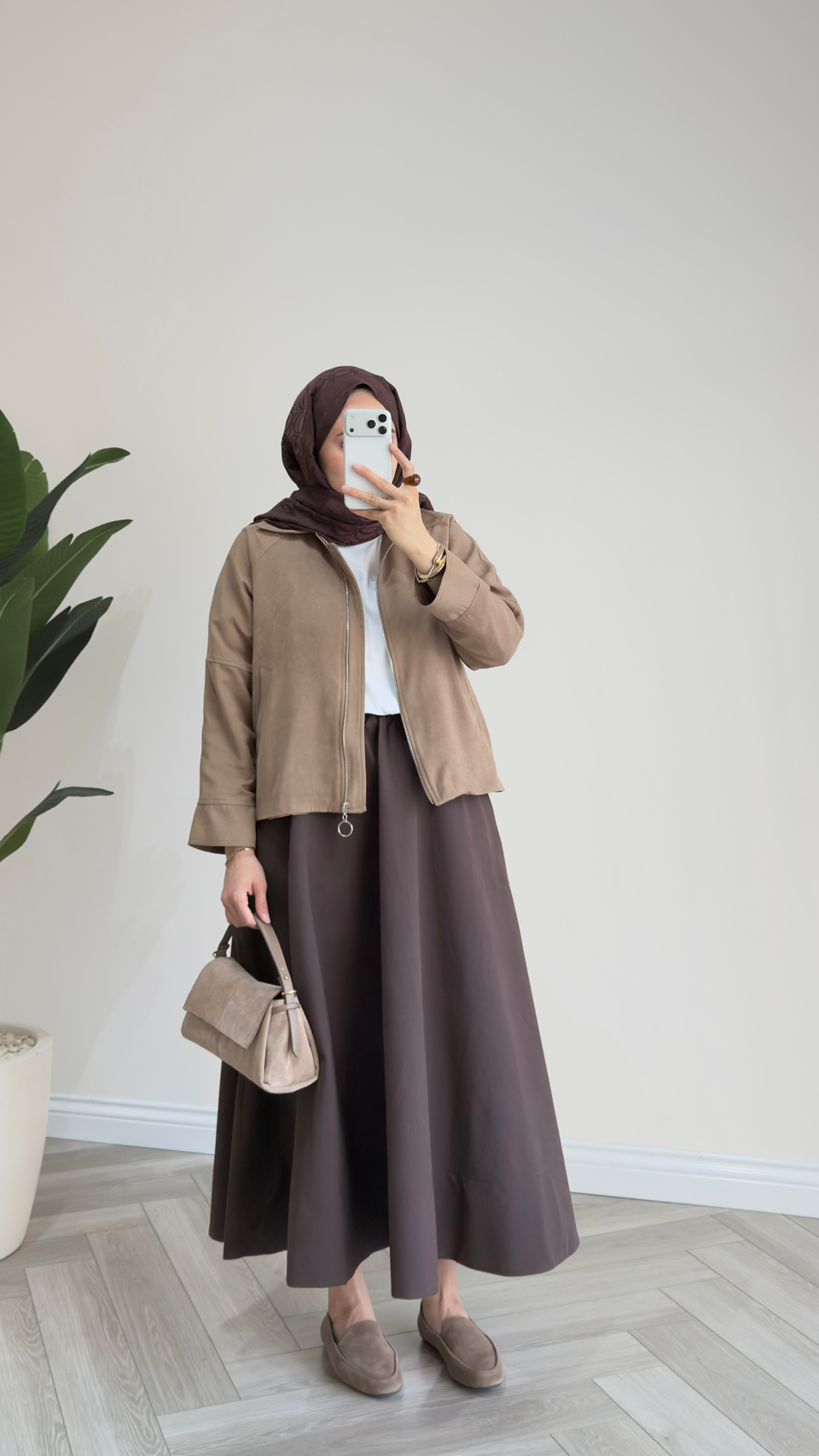 Fermuarlı Süet Ceket | Camel