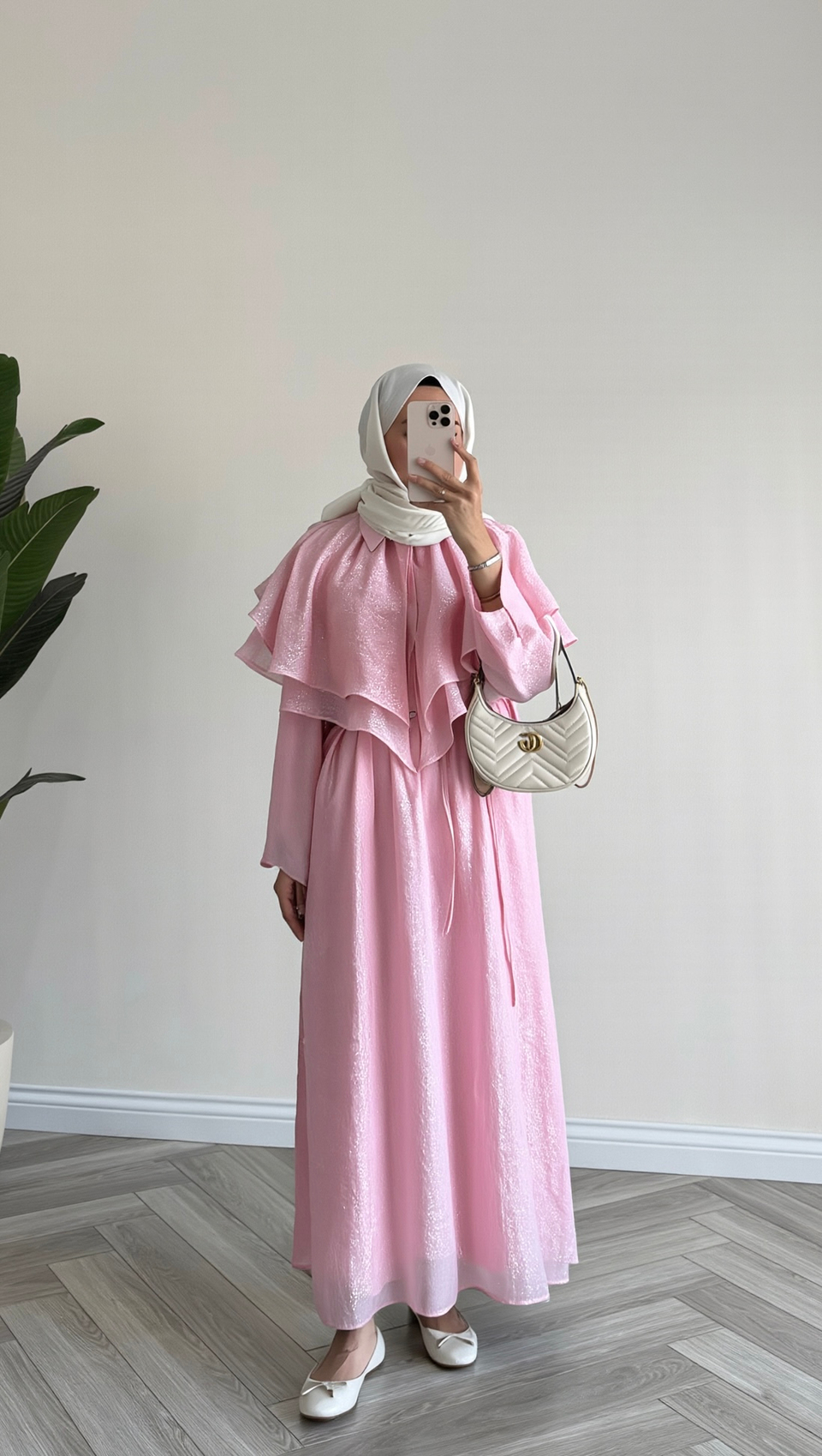 Fırfır Yakalı Özel Tasarım Elbise | Pembe