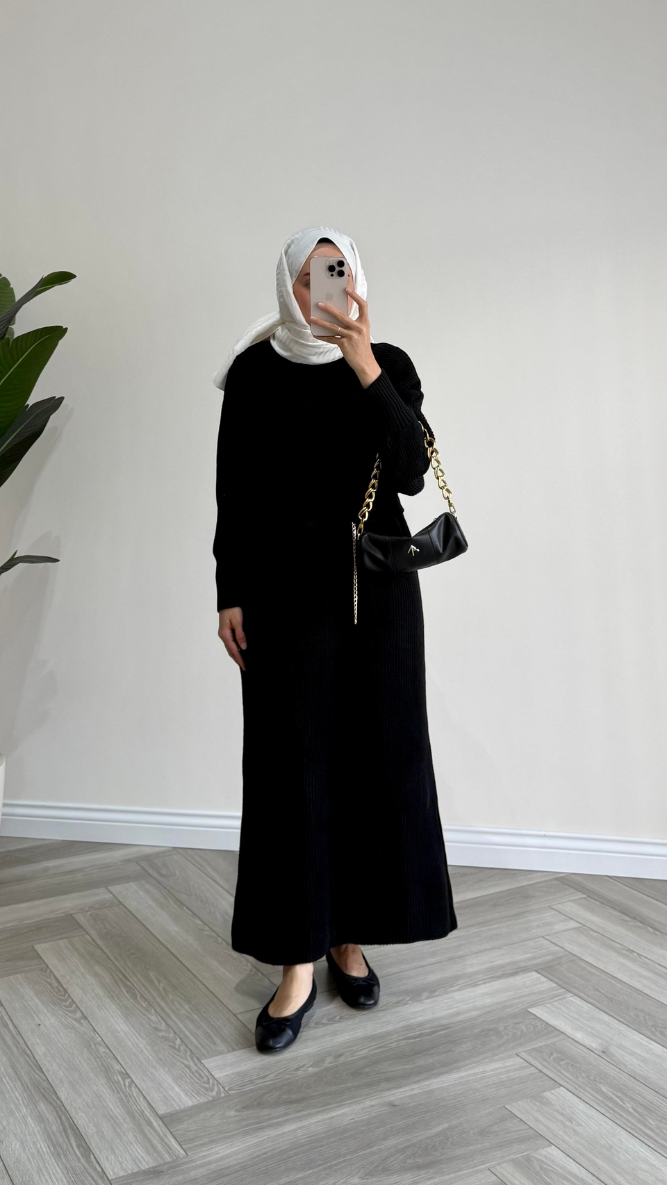 Fonksiyonel Triko Elbise Siyah