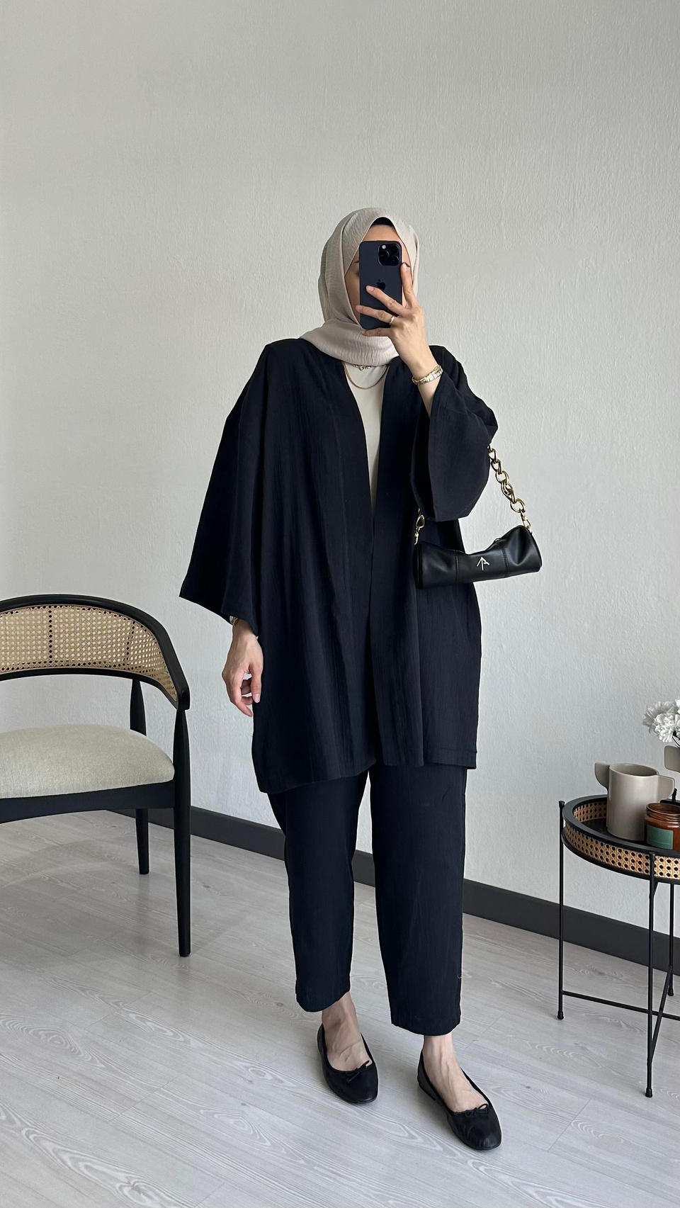 Kimono Müslin Takım Siyah