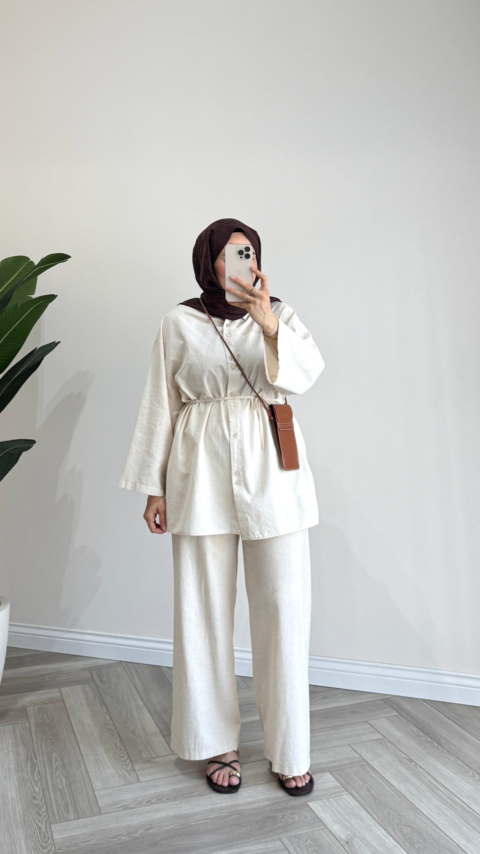 Mirya Basic Keten Takım | Ekru