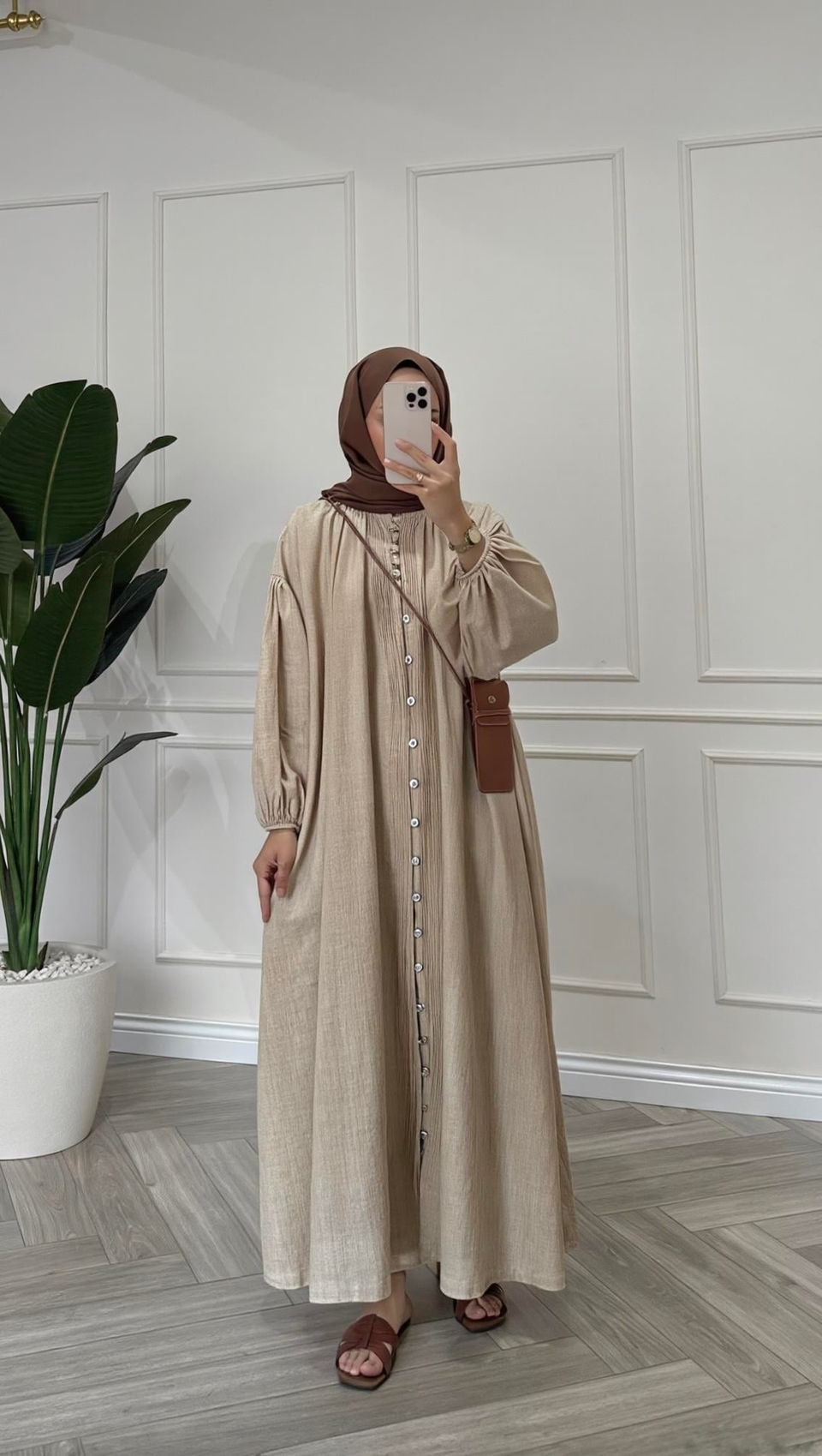 Oversize Royal Elbise | Bej
