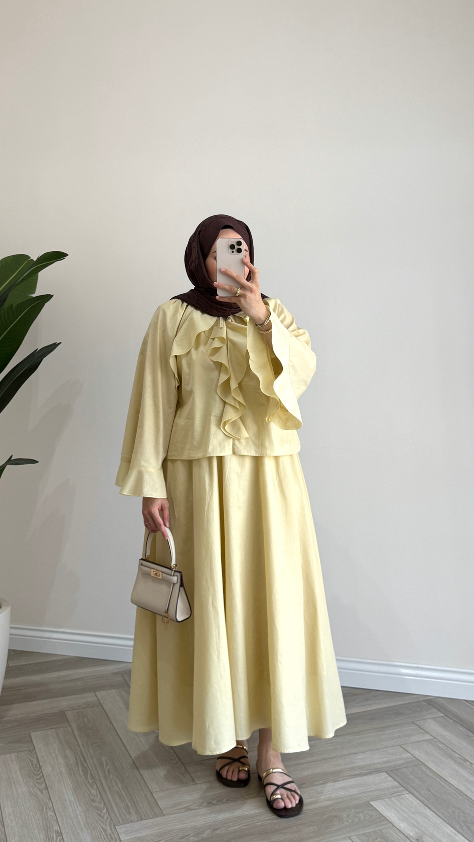 Volan Detaylı Pamuklu Takım | Butter Yellow
