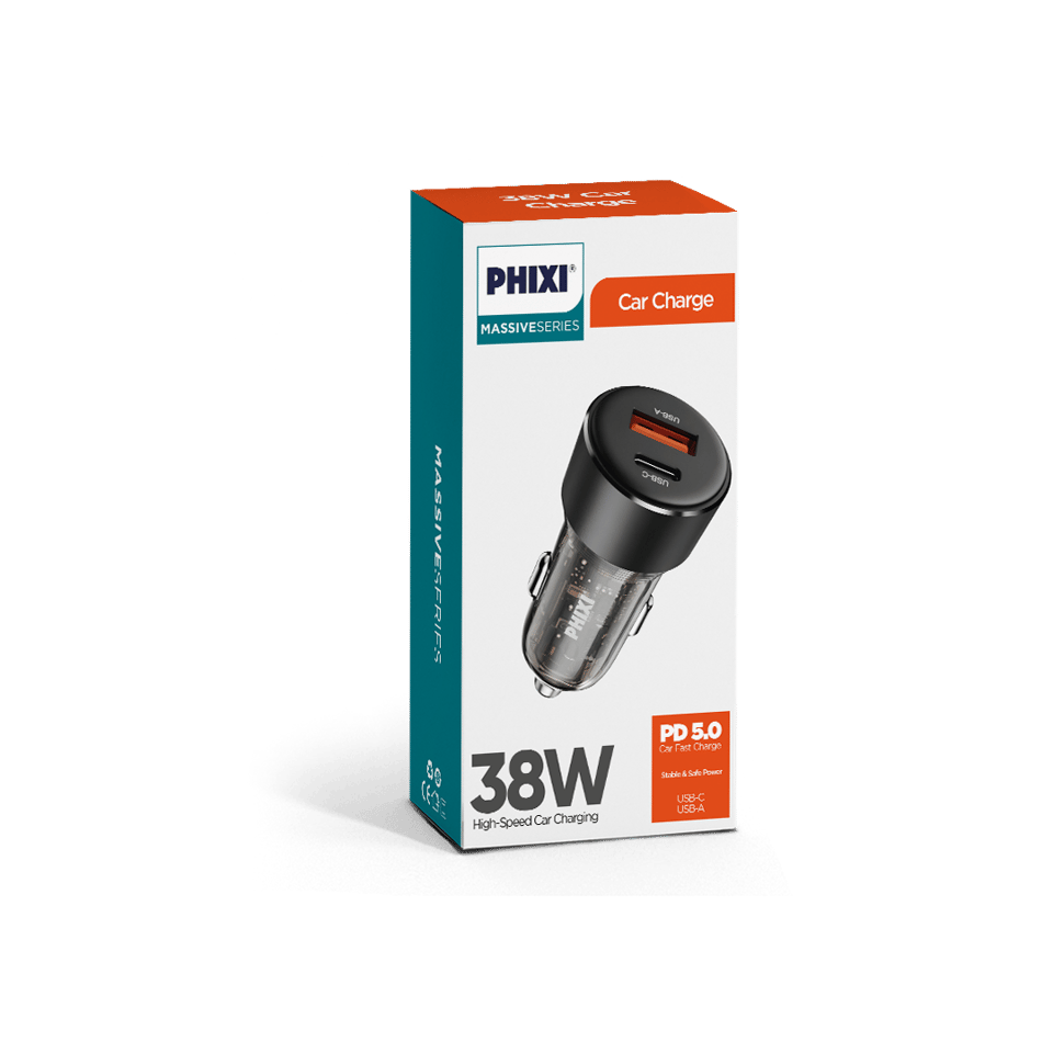 PHIXI Massive Serisi QCH238  PD Araç Şarj Cihazı 30lu Paket – USB-C + USB-A Hızlı Araç Şarj Adaptörü