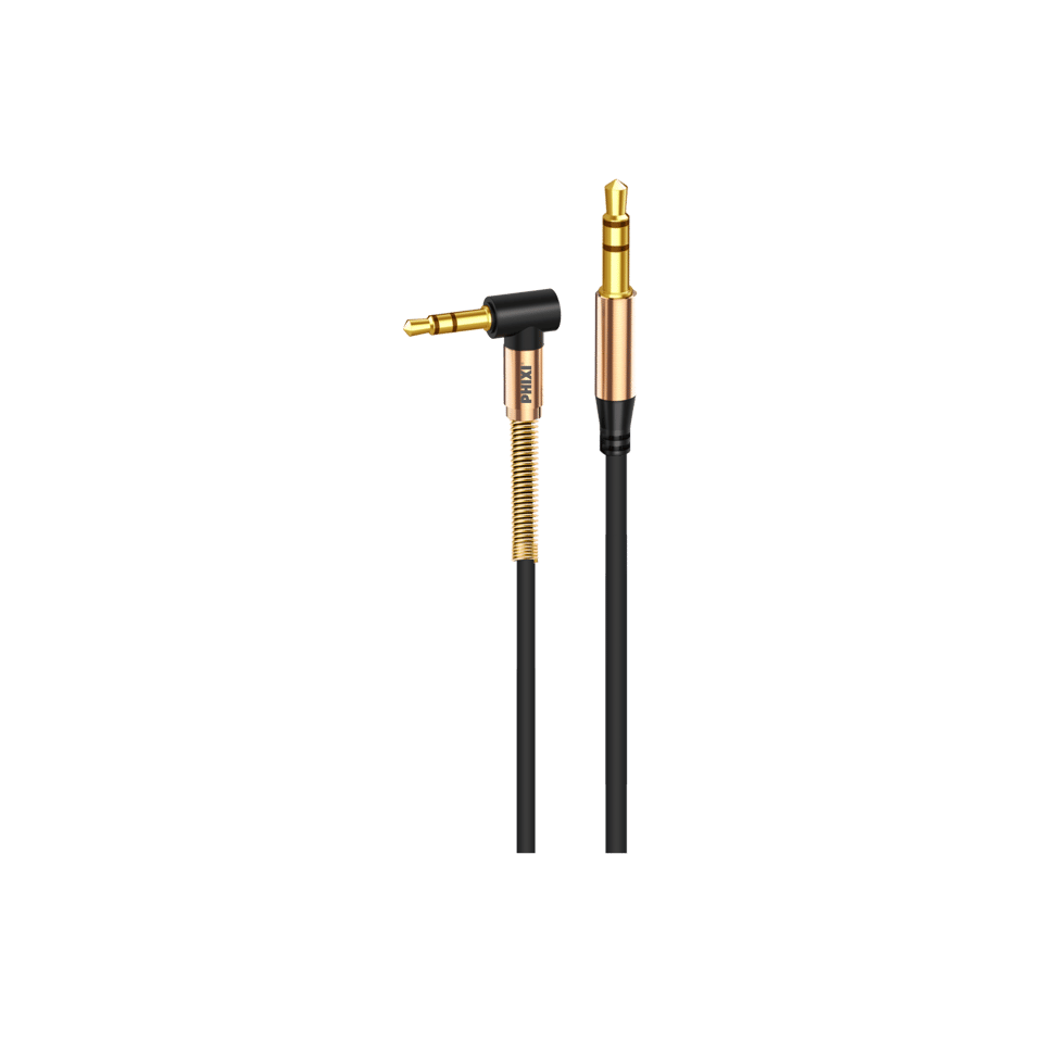 Phixi Basic A811 L Kesim Metal Başlıklı ve Yaylı 3.5mm Aux Kablo
