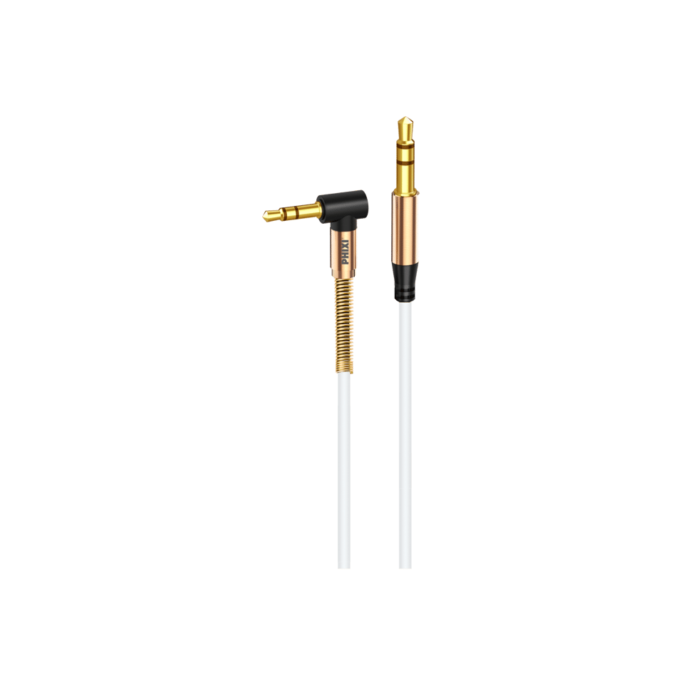 Phixi Basic A811 L Kesim Metal Başlıklı ve Yaylı 3.5mm Aux Kablo