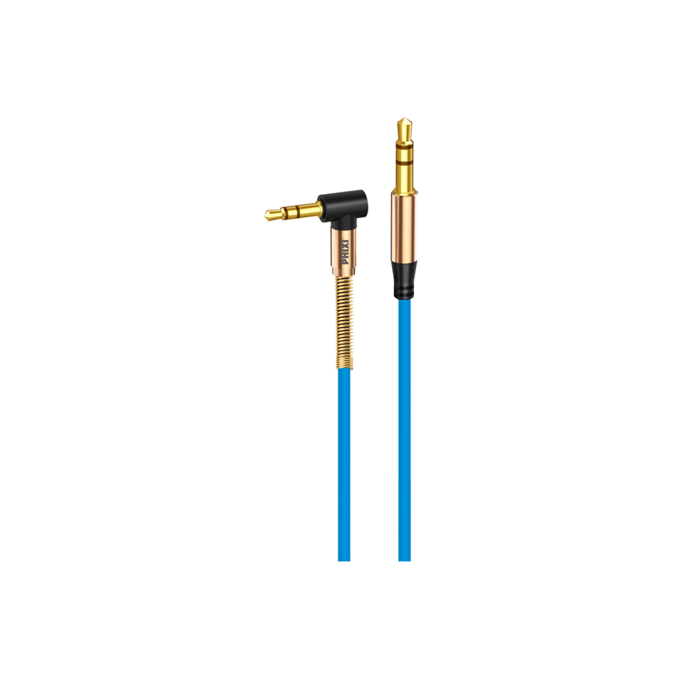 Phixi Basic A811 L Kesim Metal Başlıklı ve Yaylı 3.5mm Aux Kablo