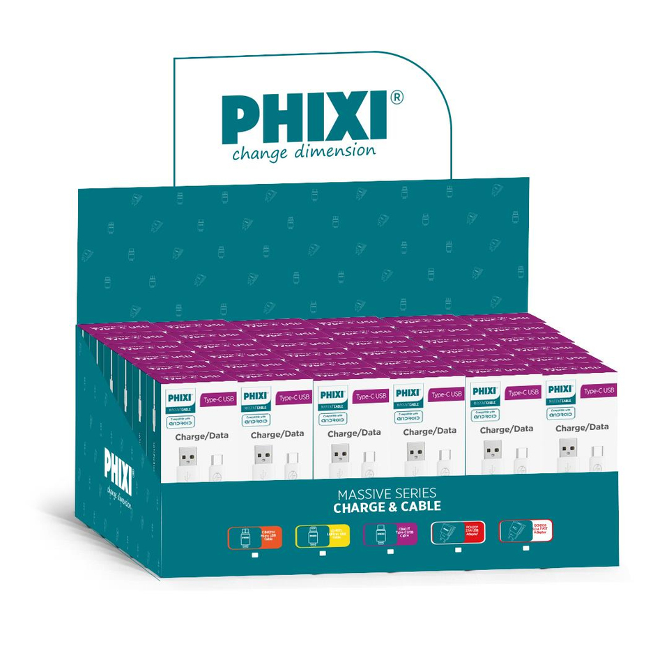PHIXI CB407T Type-C Şarj ve Data Kablosu 3A 1m Android (30lu Paket)