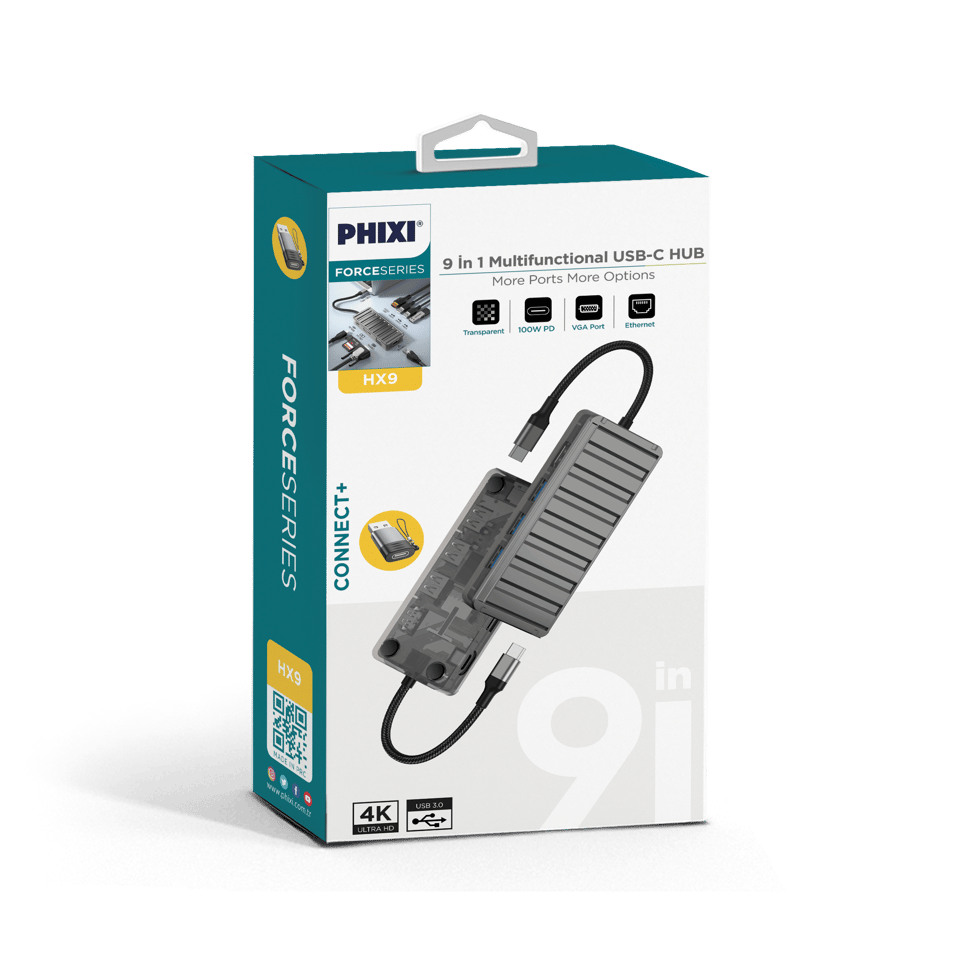 PHİXİ Force 9 in 1 USB C to HDMI VGA Ethernet Hub Çoklayıcı Hub