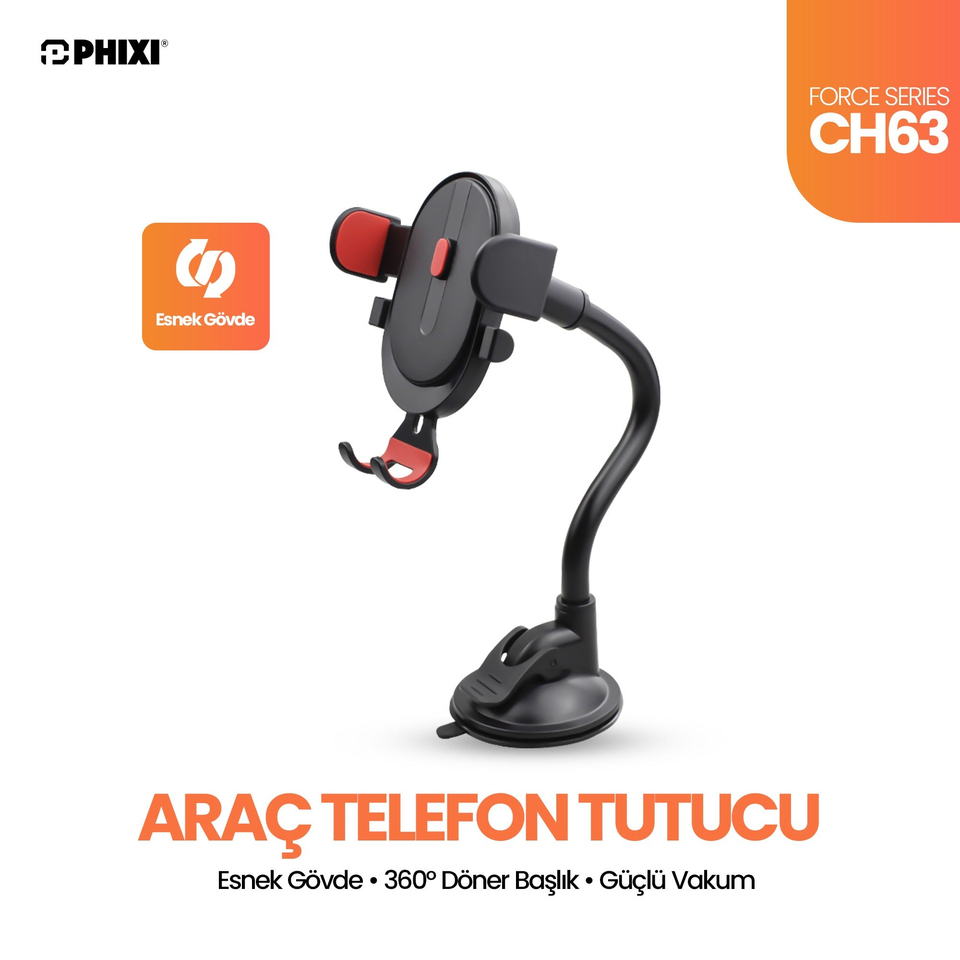 Phixi Force CH63 360° Esnek Araç Tutucu