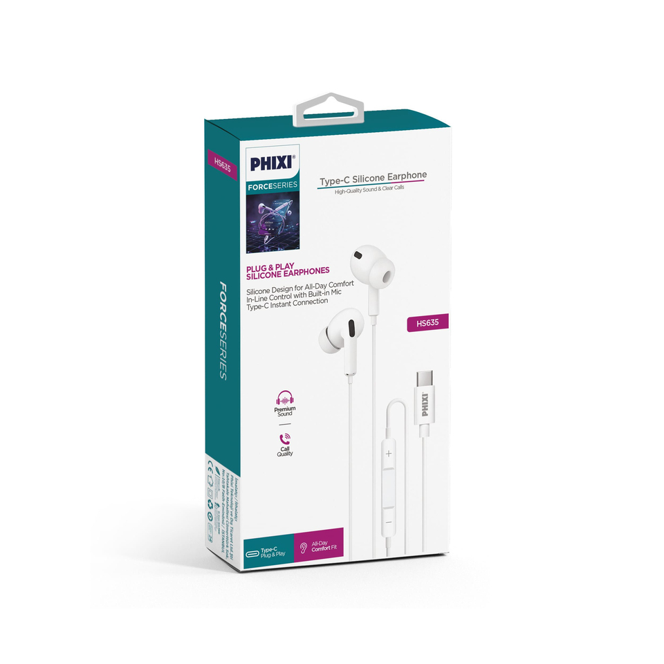 PHIXI Force HS635 Type-C Mikrofonlu Silikon Uçlu Kablolu Kulaklık