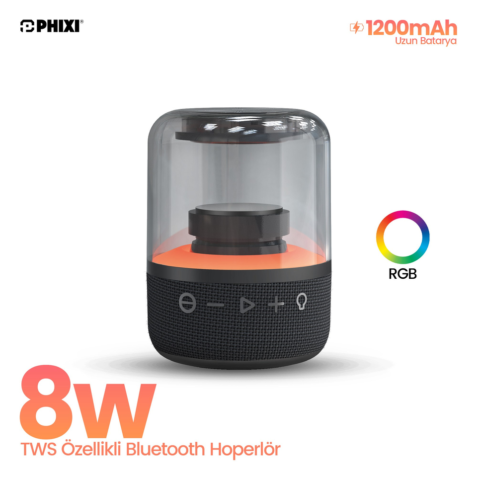 PHIXI Force S15 8W RGB TWS Bluetooth Hoparlör