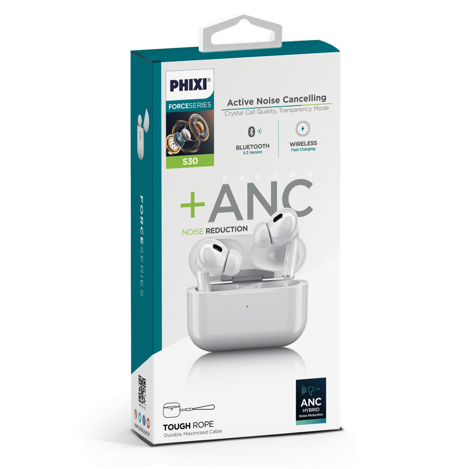 Phixi Force S30 TWS Kablosuz Earpods Kulakiçi ANC Bluetooth Kulaklık