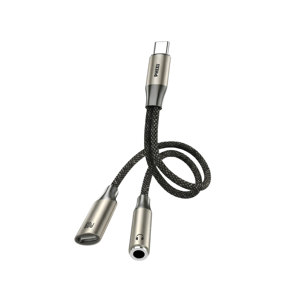 PHIXI Force Serisi CA119 Type-C to 3.5mm + 60W Type-C Ses ve Şarj Adaptörü