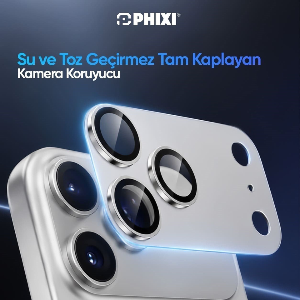 PHIXI Guard Serisi iPhone 18 Pro Tam Kaplama Lens Koruyucu – AR Kaplama, Silver
