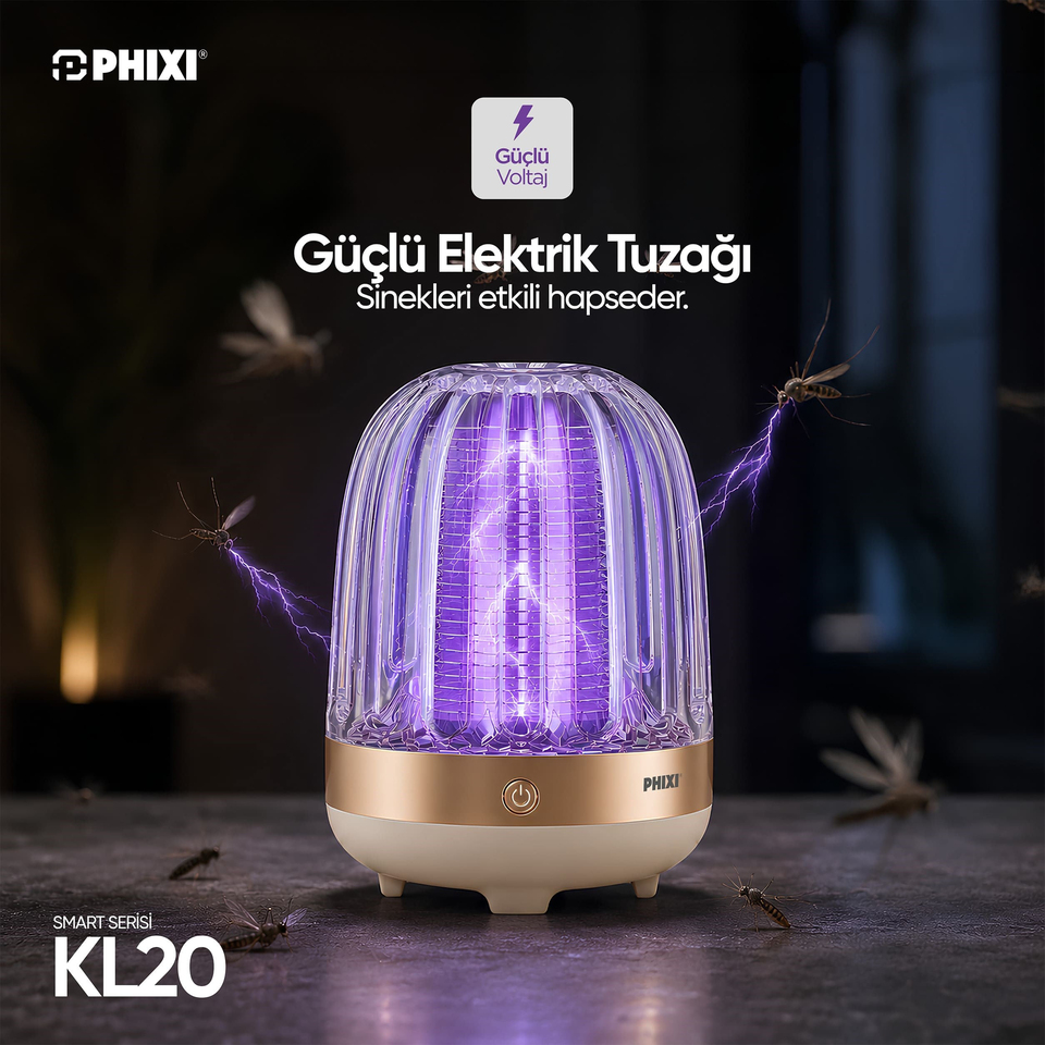PHIXI KL20 Sessiz UV LED Sinek ve Sivrisinek Yakalama Lambası