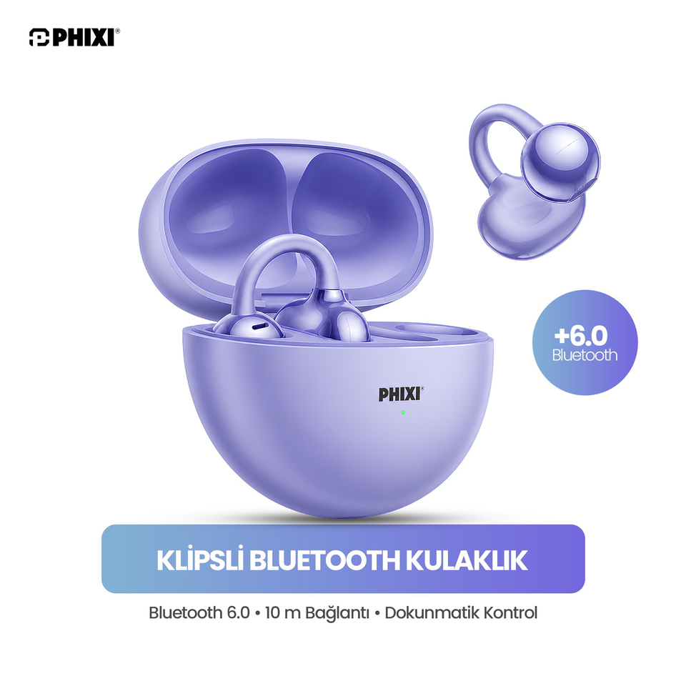 PHIXI Massive C50 Bluetooth 6.0 Clips Earbuds Kablosuz Kulaklık