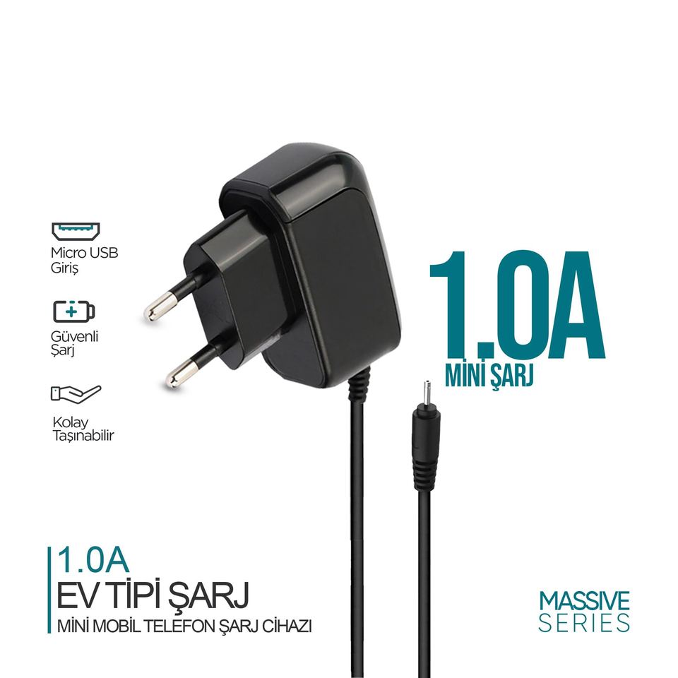 Phixi Massive PCH882 1.0A İnce Uçlu Mini Mobile Şarj Cihazı