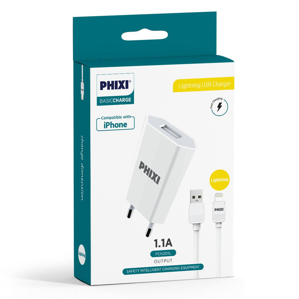 Phixi PCH201L Basic 1.1A Lightning Kablolu Şarj Cihazı