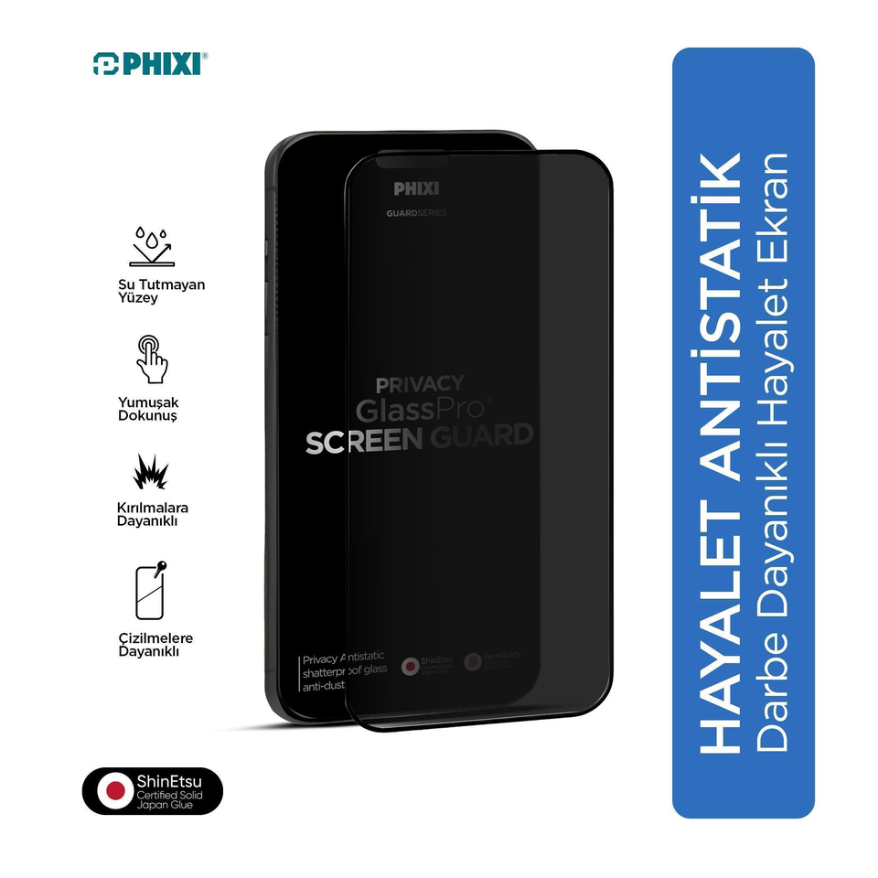 Phixi Premium Guard Hayalet Cam Ekran Koruyucu – iPhone 16 Pro Uyumlu | Antistatik, Su Tutmaz, Tam Kaplama