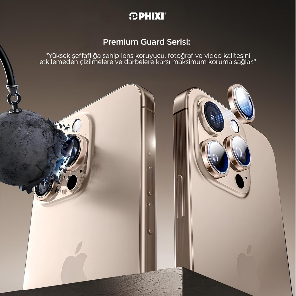 Phixi Premium Guard Serisi – iPhone 17 Air Uyumlu Blue Kamera Lens Koruyucu | Safir Cam, Kırılmaz, Gerçek Görünüm