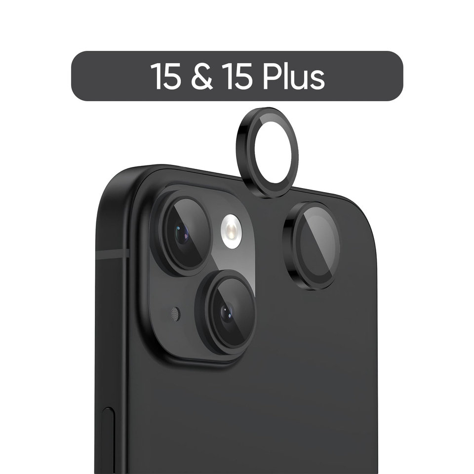 Phixi Premium Guard Series – iPhone 15 / Plus Uyumlu Black Lens Koruyucu | Safir Cam, Kırılmaz, Gerçek Görünüm Camera Lens Protector | Sapphire Glass, Shatterproof, True-to-Life Clarity
