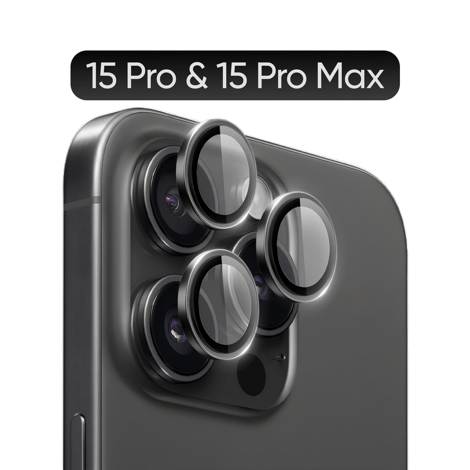 Phixi Premium Guard Series – iPhone 15 Pro / Pro Max Uyumlu Black Titanium Lens Koruyucu | Safir Cam, Kırılmaz, Gerçek Görünüm Camera Lens Protector | Sapphire Glass, Shatterproof, True-to-Life Clarity