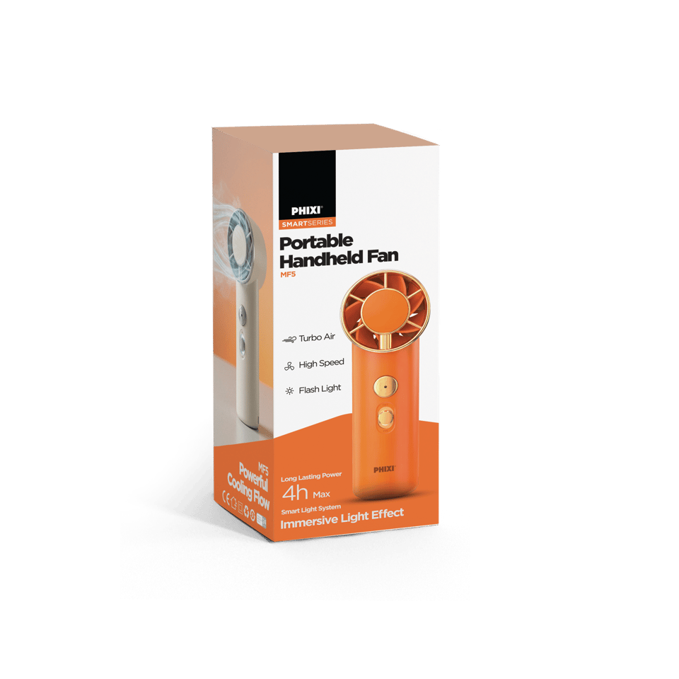 PHIXI Smart MF5 1200 mAh El Fenerli Şarjlı Taşınabilir Mini Fan