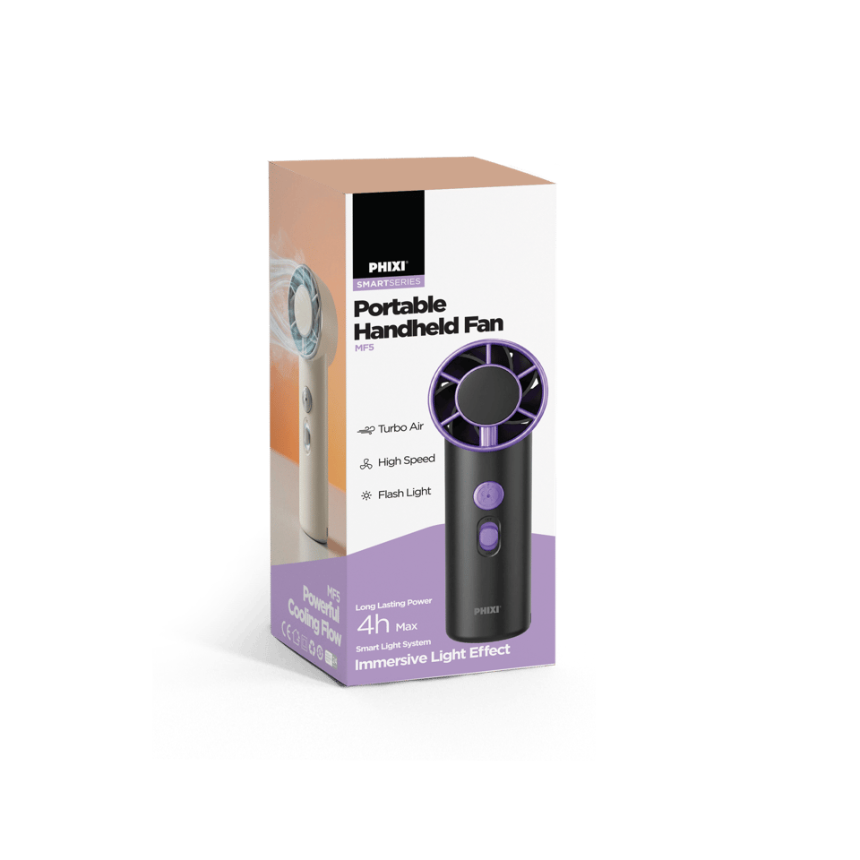 PHIXI Smart MF5 1200 mAh El Fenerli Şarjlı Taşınabilir Mini Fan