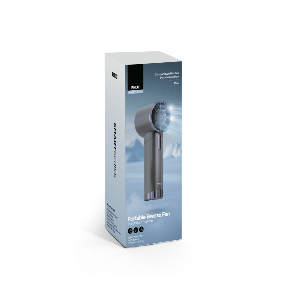 PHIXI Smart MF6 199 Kademeli Dijital Göstergeli Şarjlı Taşınabilir Mini Fan