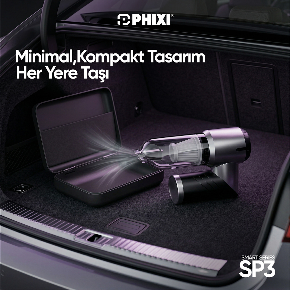 PHIXI Smart SP3 18000 Pa 2si 1 Arada Üfleme ve Süpürme Şarjlı Araç Süpürgesi