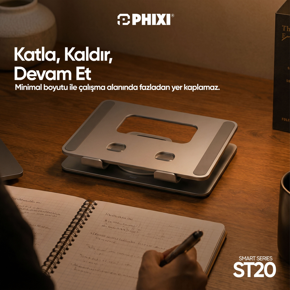 PHIXI Smart ST20 360° Döner Katlanabilir Metal Tablet ve Laptop Standı