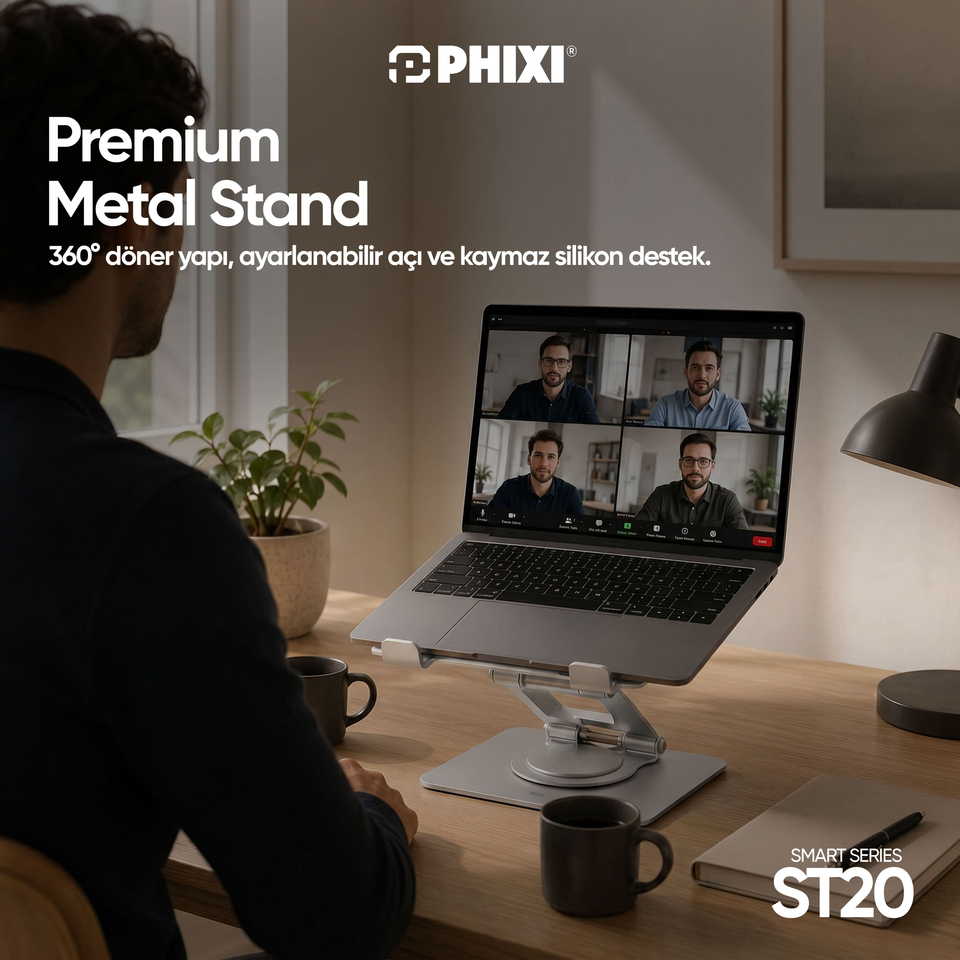 PHIXI Smart ST20 360° Döner Katlanabilir Metal Tablet ve Laptop Standı