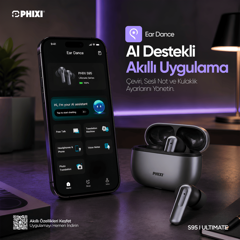 PHİXİ ULTIMATE S95 ANC-ENC YAPAY ZEKA DESTEKLİ BLUETOOTH KULAKLIK
