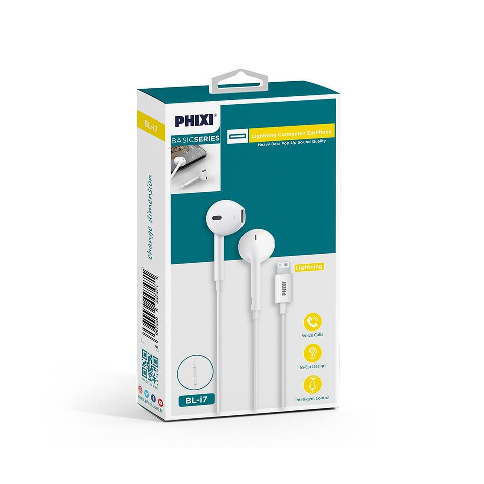 Phixi Basic BL-i7 Mikrofonlu Lightning Girişli EarPods Kulaklık