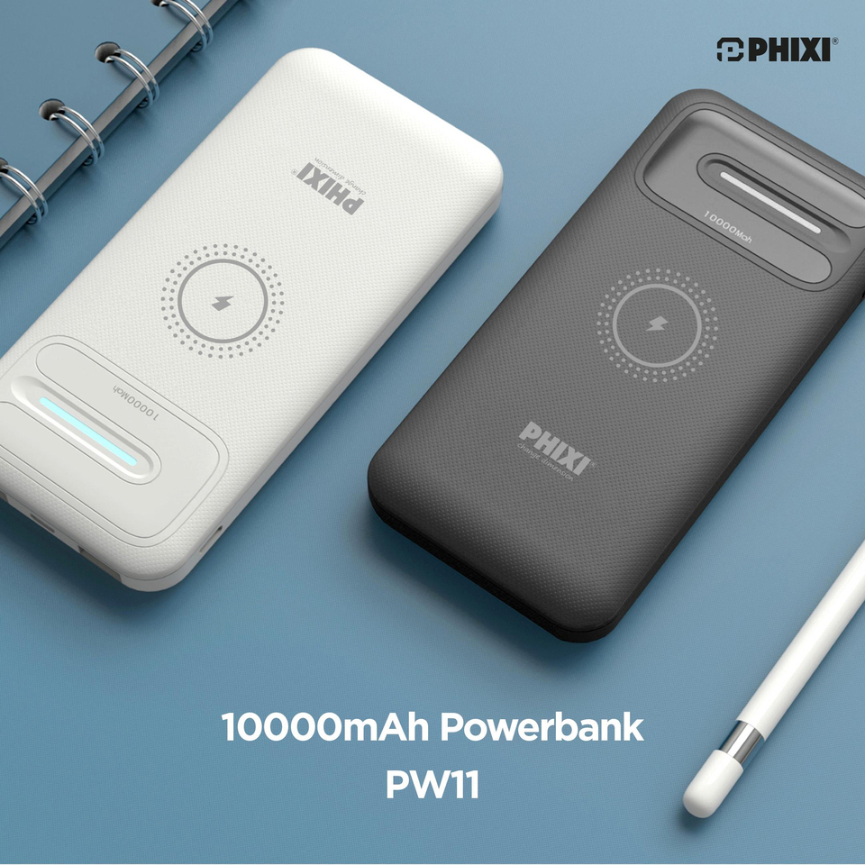 Phixi Basic PW11 10.000mAh Wireless Şarj Çift Çıkışlı Led Göstergeli Powerbank