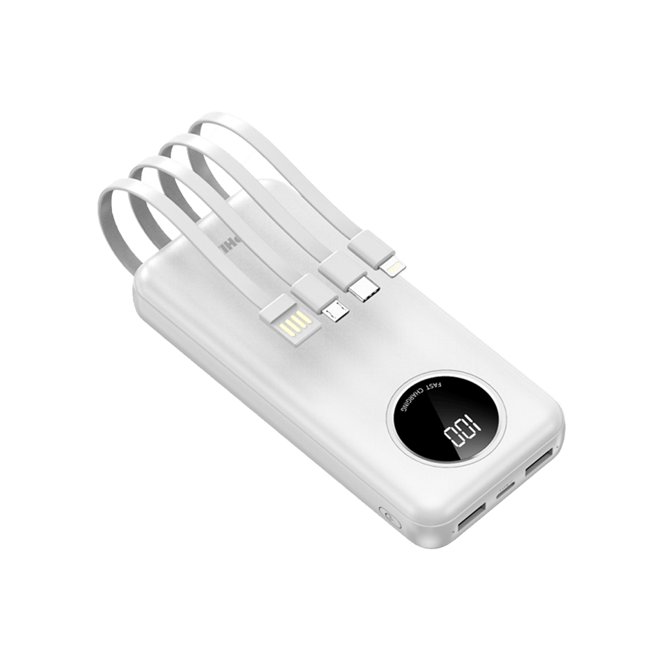 Phixi Force P21 LED Ekranlı Micro Lightning Type-C ve USB-A Kablolu 20.000mAh Powerbank