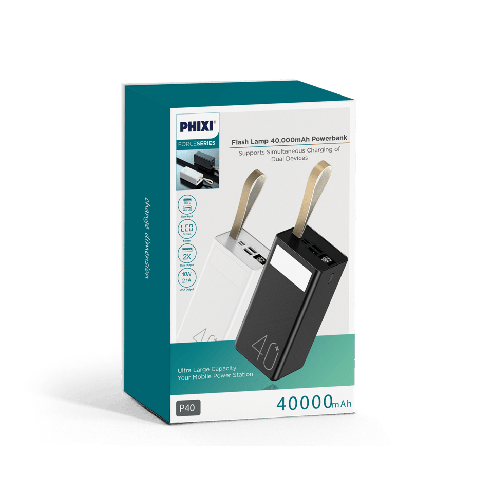 Phixi Force P40 40.000mAh 2 Çıkışlı LCD Göstergeli Powerbank