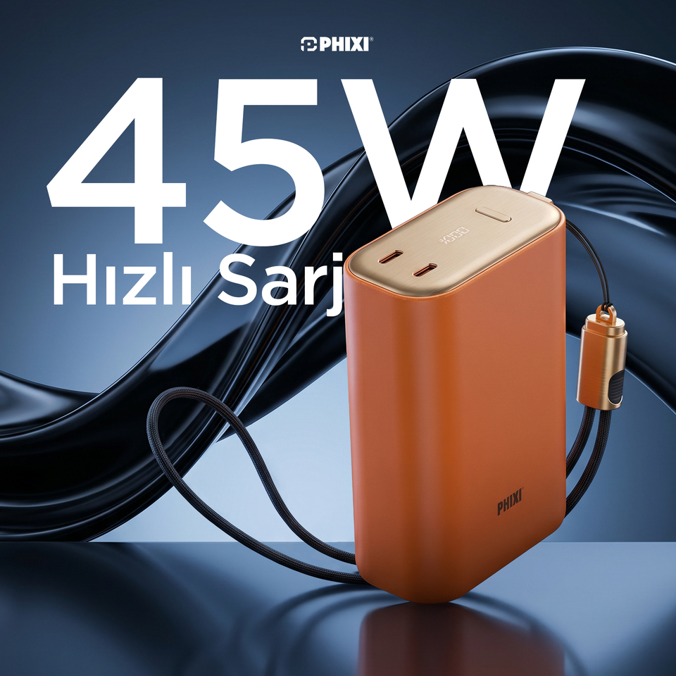 PHIXI FORCE P45 20000mAh 45W Hızlı Şarj Powerbank