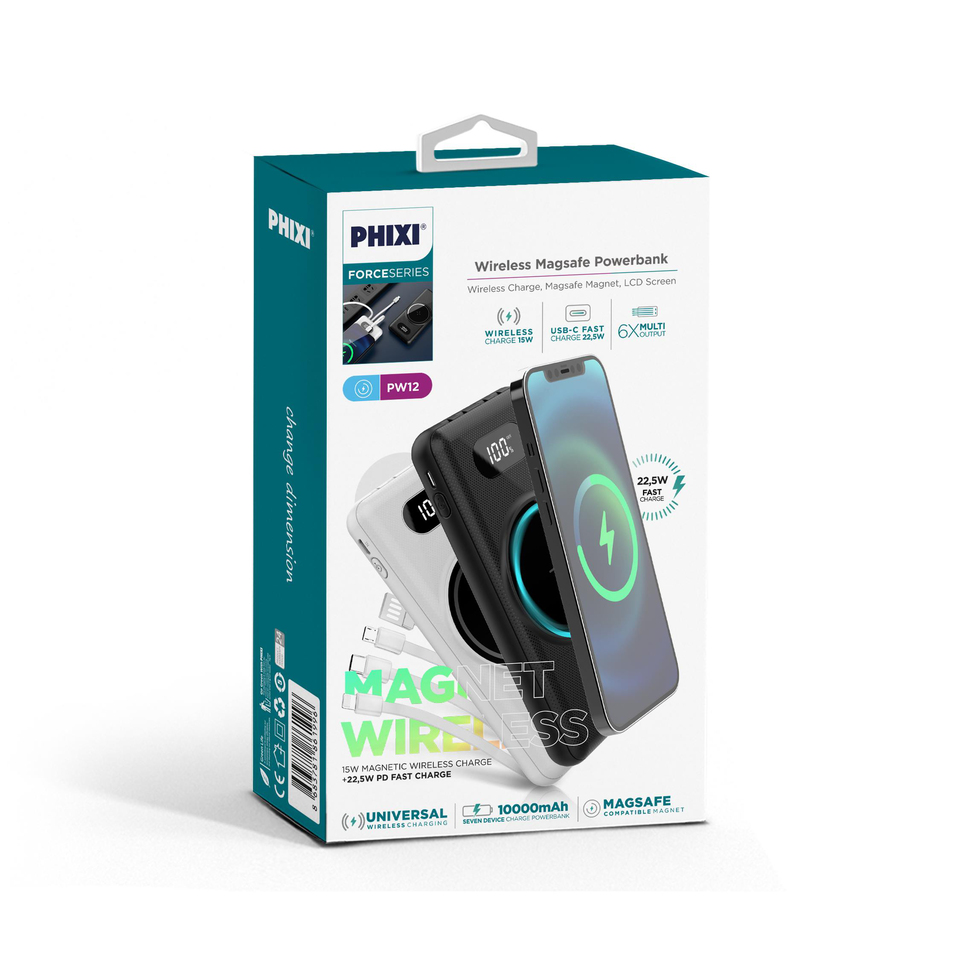 Phixi Force PW12 10.000mAh Wireless 4 Çıkışlı Powerbank