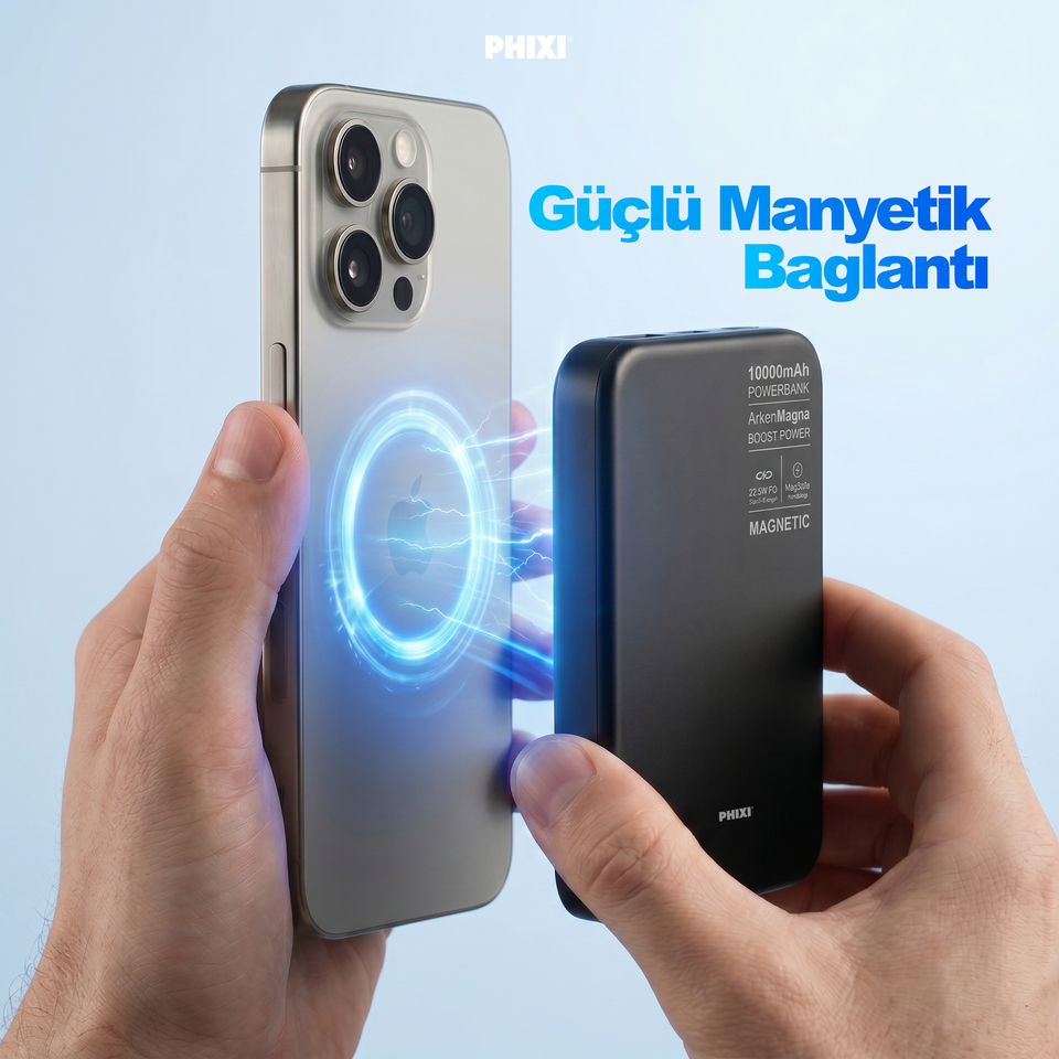 Phixi Force PW35 MagSafe Powerbank 10000mAh 22.5W Hızlı Şarj