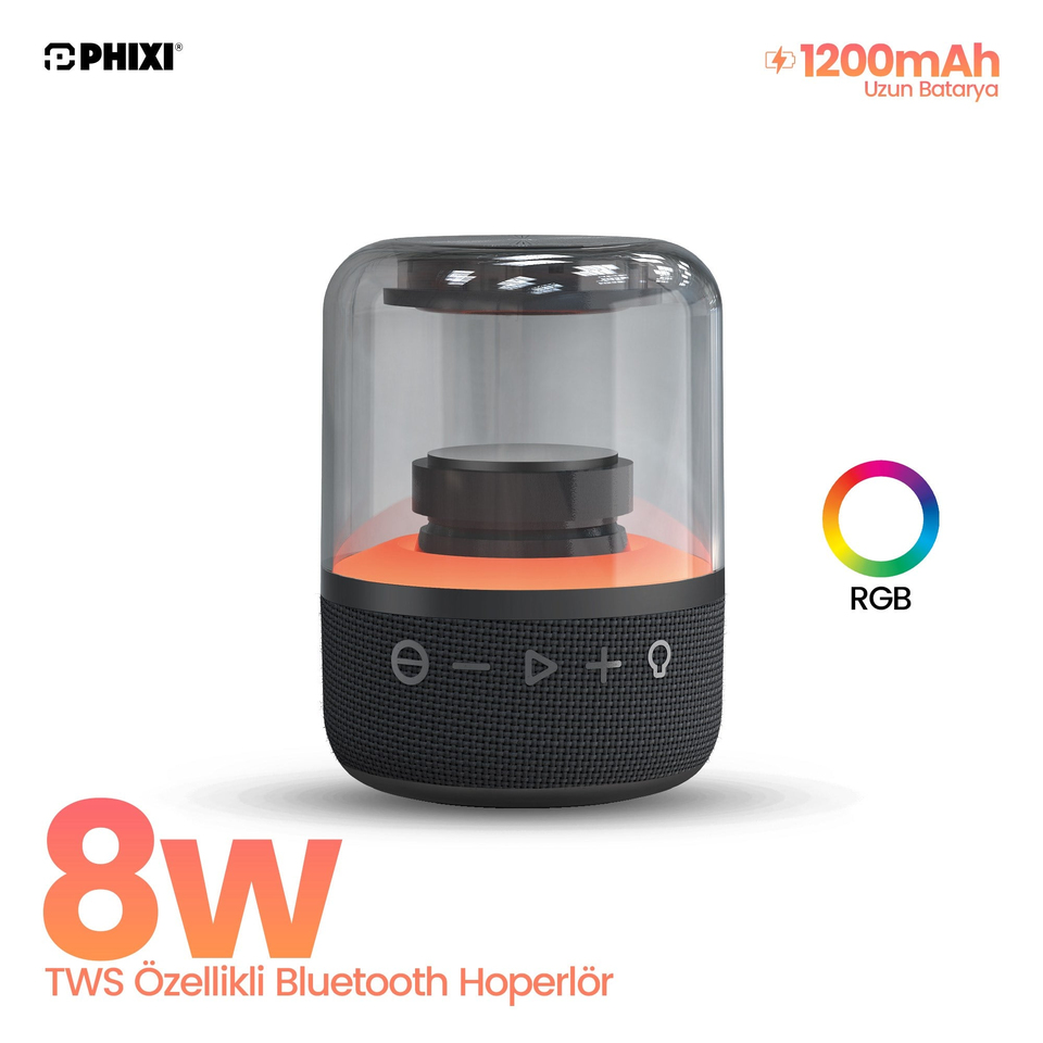 PHIXI Force S15 8W RGB TWS Bluetooth Hoparlör