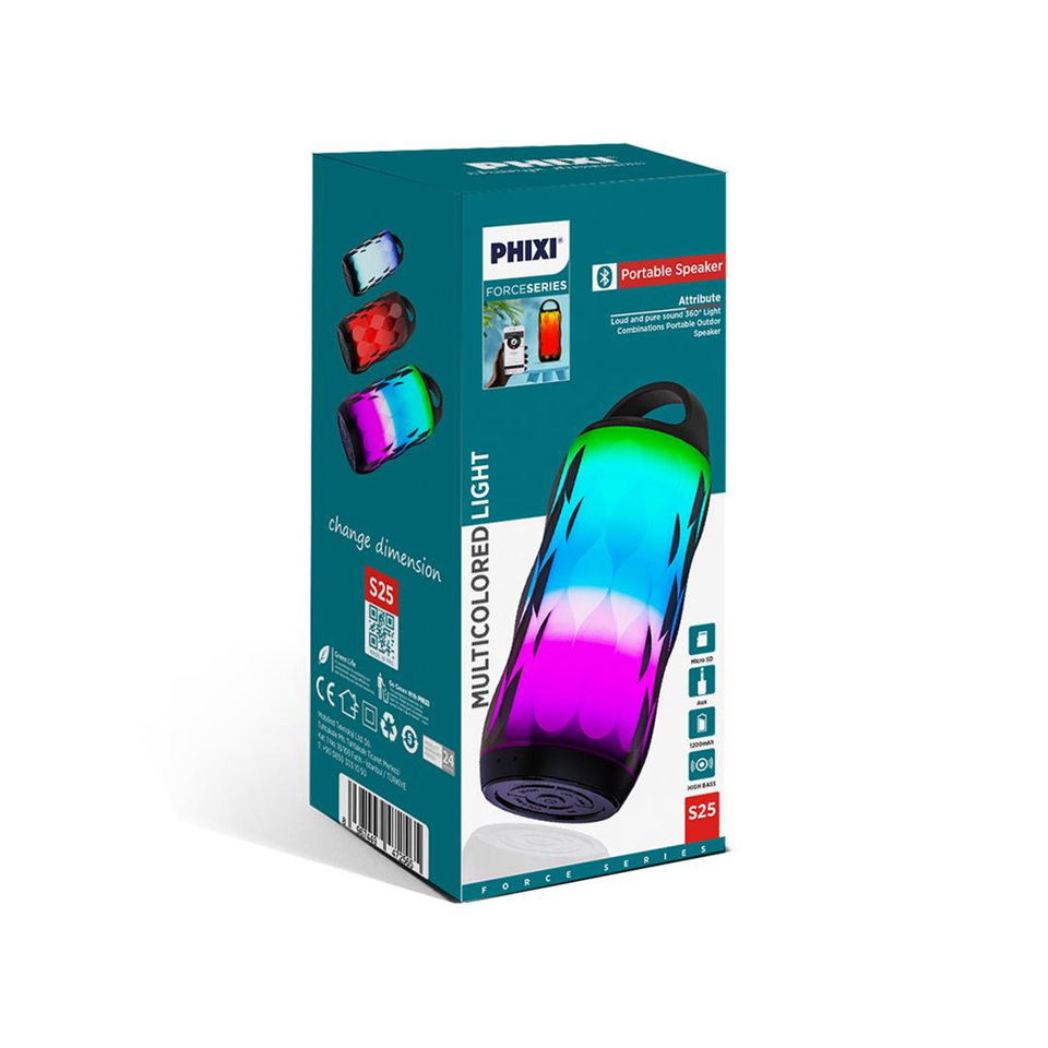 Phixi Force S25 Aux Destekli Bluetooth Multicolor Hoparlör