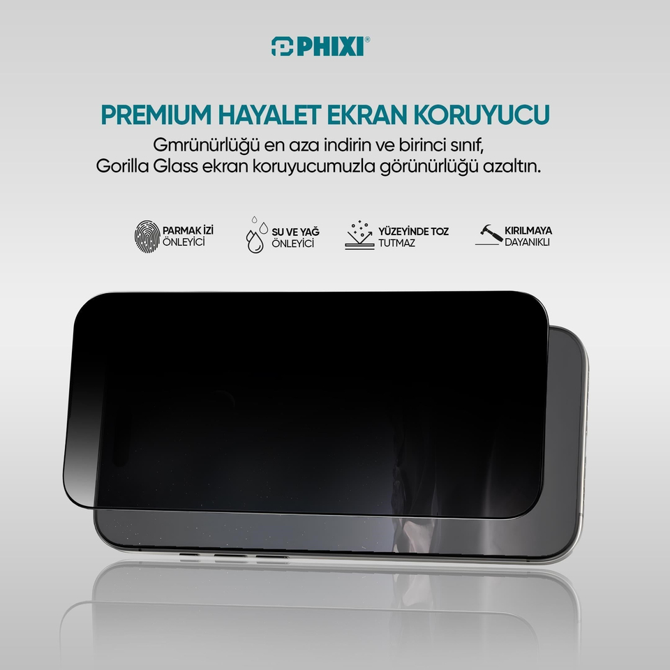 Phixi Hayalet Gorilla Guard iPhone 11 Kırılmaz Cam – HD Temperli, Tekrar Yapışabilir, Suyla Temizlenebilir, Anti-Statik, Süper Kavisli Ekran Koruyucu
