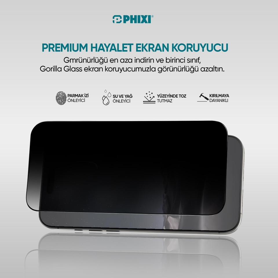 Phixi Hayalet Gorilla Guard iPhone 11 Kırılmaz Cam – HD Temperli, Tekrar Yapışabilir, Suyla Temizlenebilir, Anti-Statik, Süper Kavisli Ekran Koruyucu