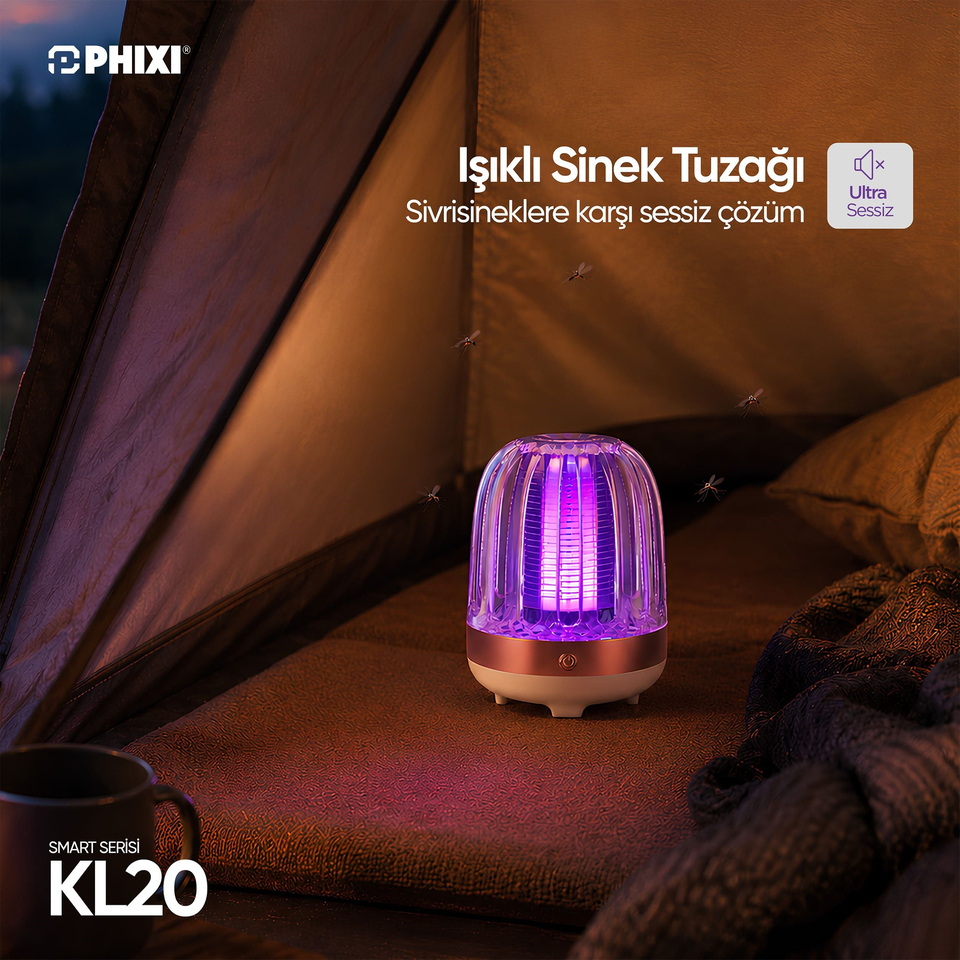 PHIXI KL20 Sessiz UV LED Sinek ve Sivrisinek Yakalama Lambası