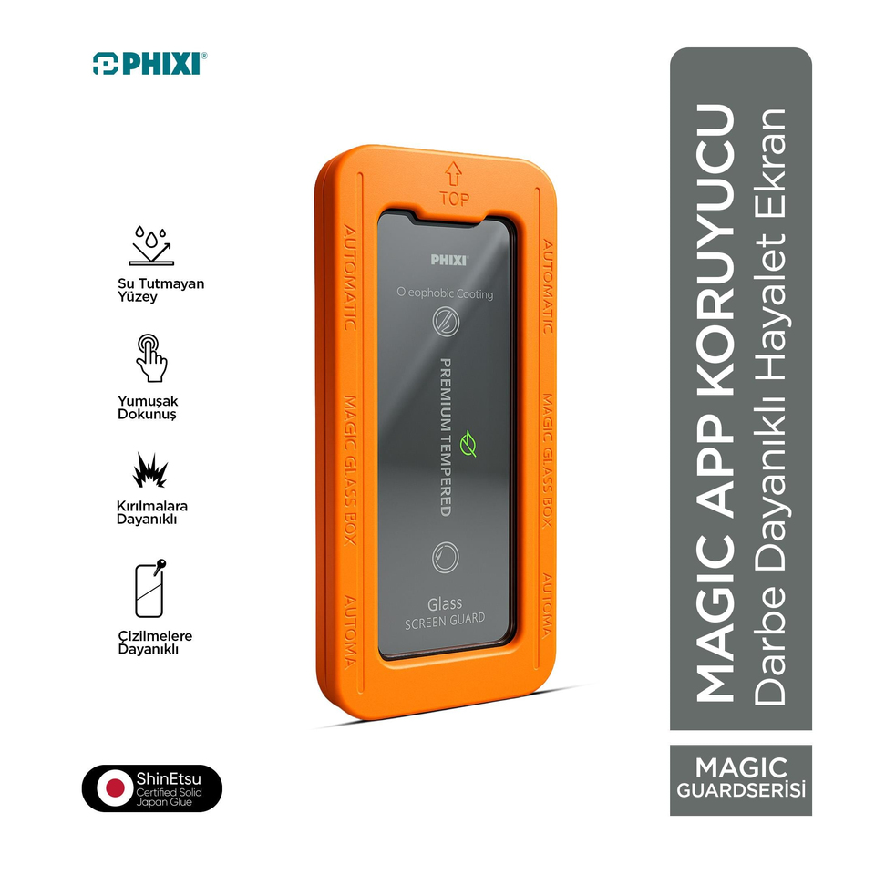 Phixi MagicApp Hayalet Cam Aparatlı Gizlilik Ekran Koruyucu – Maksimum Koruma ve Gizlilik 