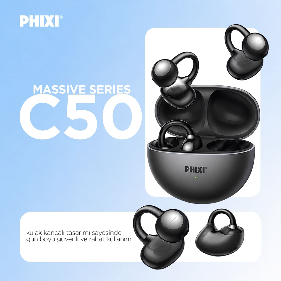 PHIXI Massive C50 Bluetooth 6.0 Clips Earbuds Kablosuz Kulaklık